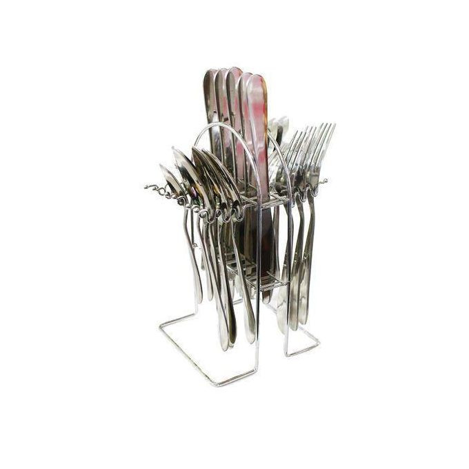 24 Pieces Stainless Steel Cutlery With A Stand - Silver