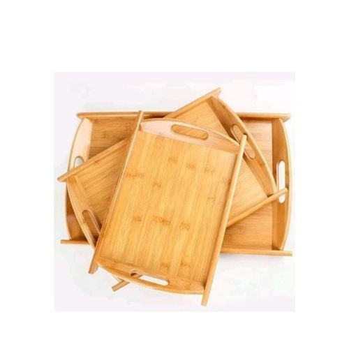 3 Piece Wooden Bamboo Serving Trays Platter - Brown....