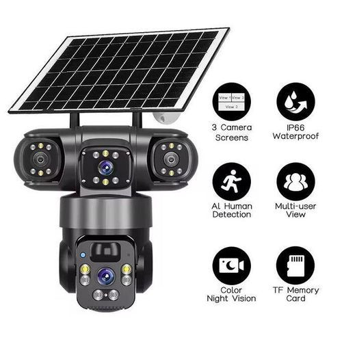 4G LTE Outdoor And Solar Smart Security Camera-Multicolor...