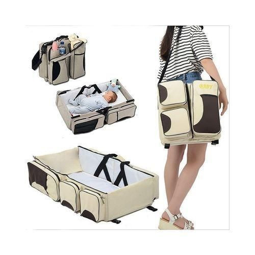 Baby Travel Bed & Magical Baby Bag- 4 In 1 Multifunctional Baby Travel Bed Cot Baby Bassinet And Diaper Bag Design And Color May Differ - Multicolor