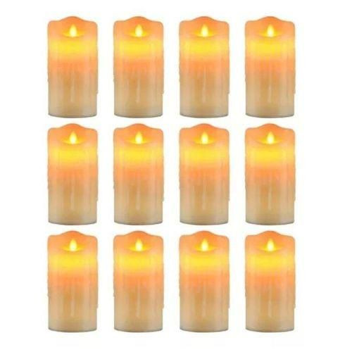 12 Pcs Warm Light LED Candles Battery Powered No Burning Flame For Birthday Party Decoration - Cream