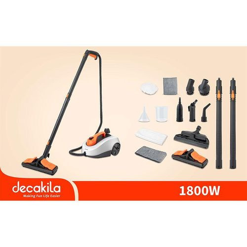 DECAKILA Steam Cleaner Electric Household Steamer High Pressure Multipurpose Rolling Cleaning Machine for Carpet Upholstery Floor Car Detailing Home Inside Water Container with Roller - Multicolor