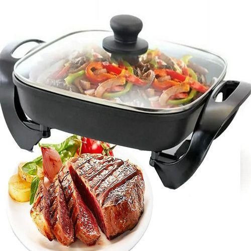 Nonstick Electric Skillet Electric Frying & Baking Pan With Steam Vent -Black& Heat-Resistant Handle