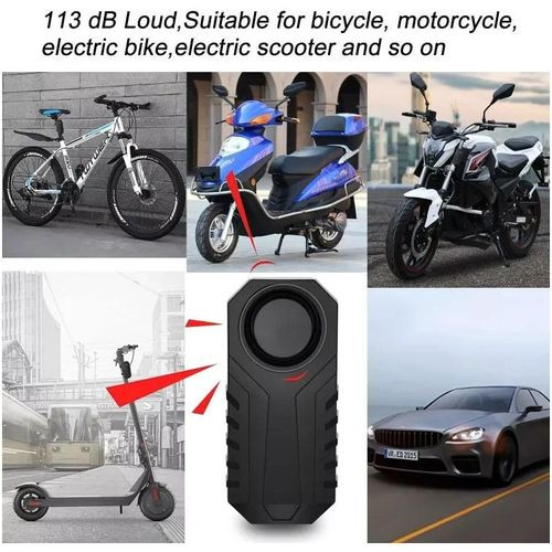 Anti Theft Bike Alarm Wireless Vibrating With Remote Control Anti Theft Bike Alarm Wireless With Remote Control Waterproof Vibration Sensor Security Bike Alarm Ultra Loud 113dB - Black