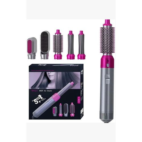 5-in-1 Hot Air Styler With Negative Ion Technology, Multiple Attachments, Anti-Frizz Hair Dryer Brush - Multicolor