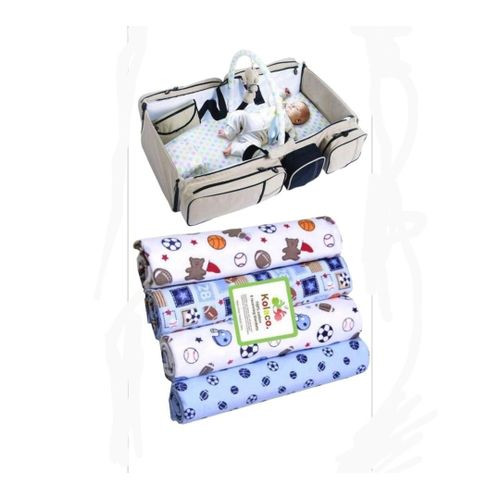 Other 2 In 1 Baby Bag And Bed Baby Plus Free 4pcs Baby Bed sheets - Multicolor
