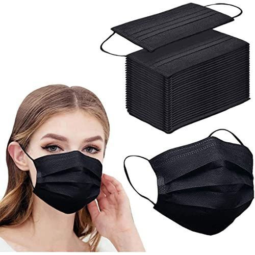50 Pcs 3 Layer Disposable Face Mouth Masks - Black