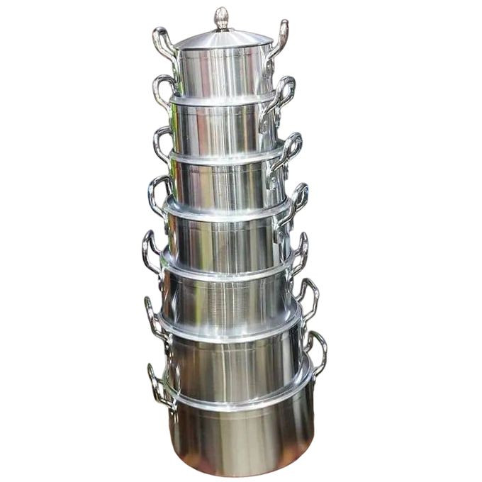 7pcs alminium cookware dishes-Silver