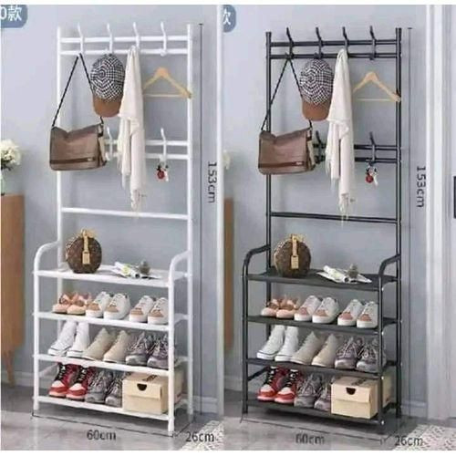 1Piece Of Standing Shoe And Clothes Rack - Black, White
