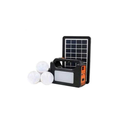 Mini Solar Home Lighting System With Phone Charging - Black