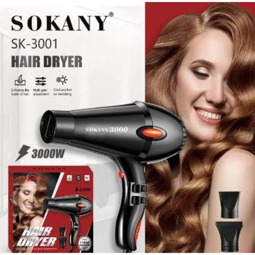Sokany Hair Dryer Professional Powerful Fast Drying Low Noise And Diffuser Hair Blow Dryer With 2 Speed And 2 Heat Settings - Black