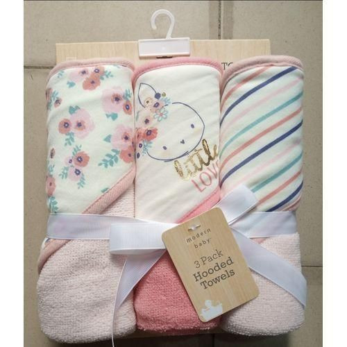 3pcs Baby Girl Hooded Towels - Multicolor