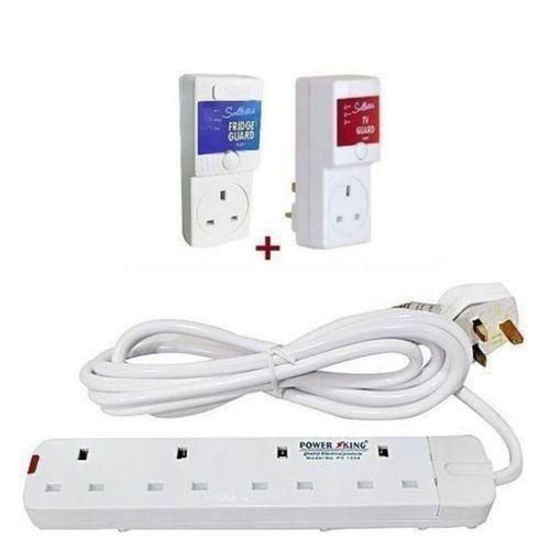 Sollatek Pack of TV Guard+ Fridge Guard +Extention Cable 4 ways-White