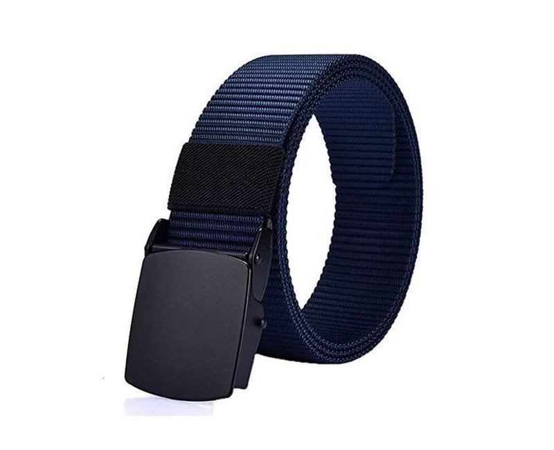 Men's Outdoor Sports Nylon Waistband Canvas Belt - Navy Blue