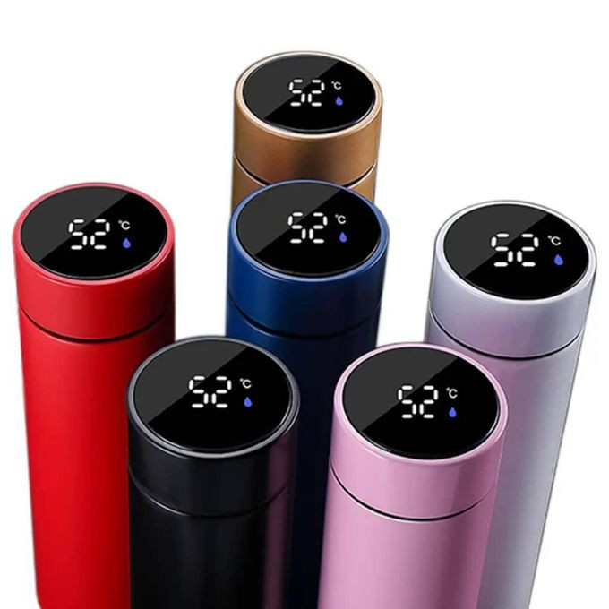 vacuum insulated water bottle with LED temperature displays.Multcolour