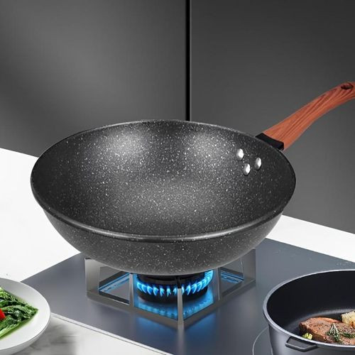 Iron Cooking Pot Non Stick Wok Frying Pan Maifan Stone Coating Flat Bottom