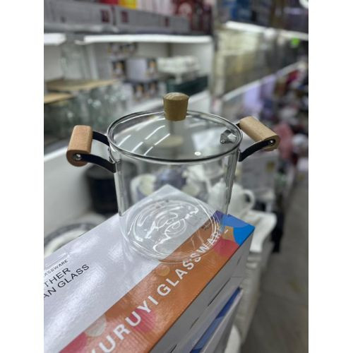 4.5L Glass Stock Pot With Lid Heat Resistant Borosilicate Potpourri Simmer Pot With Cover Stovetop Safe Clear Pot Saucepan For Milk Food Soup- Transparent