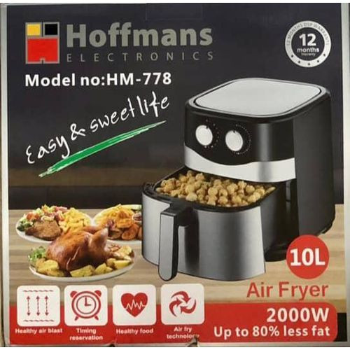 Hoffmans 10L Electric Airfryer Machine With Manual Knob- HM-778-Color Black