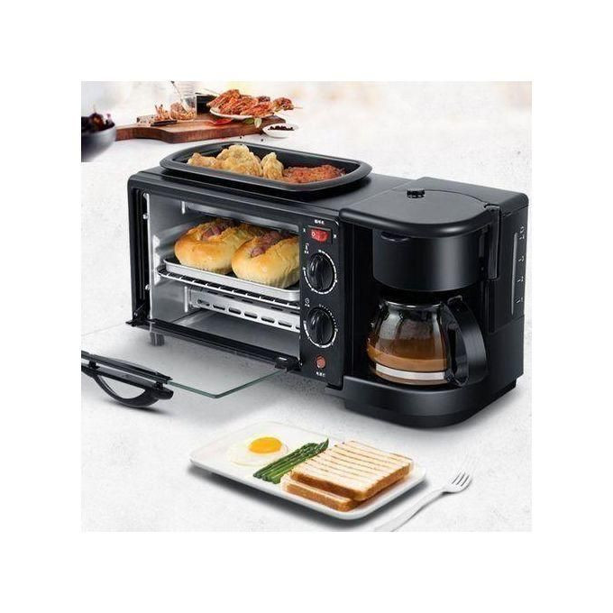 Hoffmans 3 In 1 Breakfast Maker Oven, Coffee And Pan - black.
