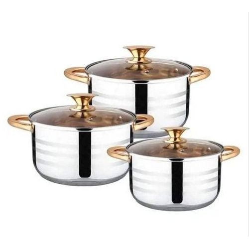 3 Pcs Of Stainless Steel Saucepans Cookware