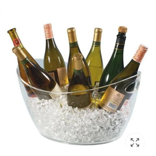 Acrylic 6 Bottle Champagne,Wine Ice Bucket, - White