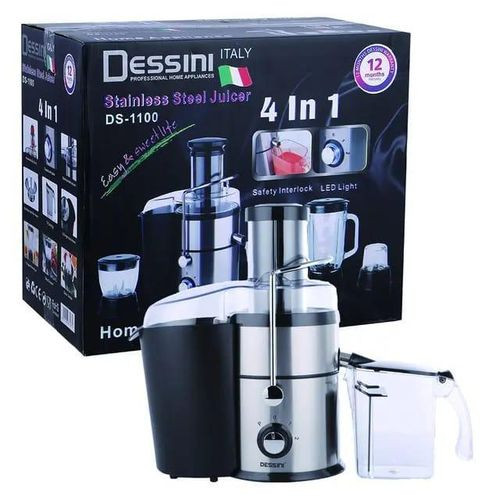 Dessini Italy Ds-1100 Stainless Steel 4 In 1 Juicer-Clear/Black