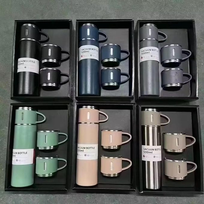500ML Thermos Bottle Set Stainless Steel Vacuum Flask Travel Peach