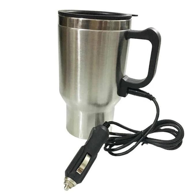 Travel Heating Cup, 450ml 12V 60W Stainless Steel Car Coffee Warmer Heating Mug Cup Adopted Vacuum Insulation Technology To Keep Water Warm - Silver