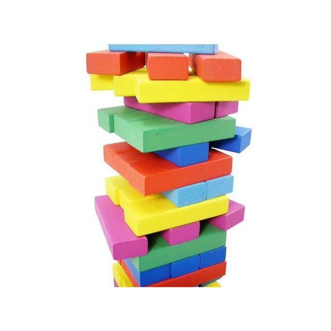 Wooden Jenga Blocks Game Play Multicolored