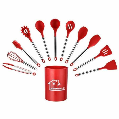 Silicone Kitchenware Cooking Utensils Set Non-stick Cookware Spatula Shovel Egg Beaters Wooden Handle Kitchen Cooking Tool Set