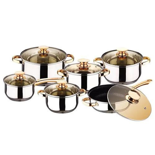 6-Piece Stainless Steel Cookware Set With Glass Lids - Silver