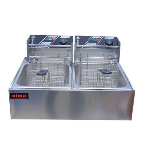 Nima 12L Stainless Steel Double Deep Fryer - Silver