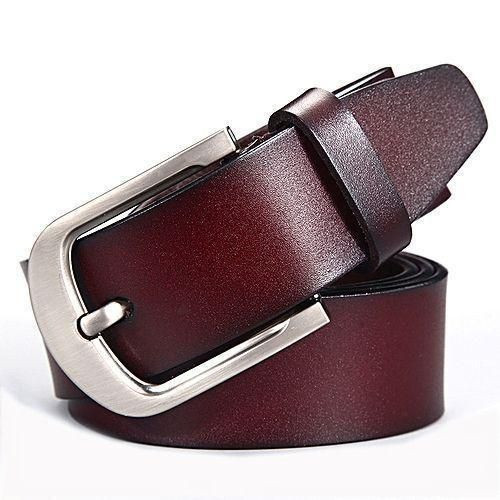 2 Pack   Men's Faux Leather Belts Varying Buckles - Black/Brown