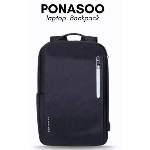Panasoo Anti Theft Laptop Bag With Charging Port (Waterproof)- Black