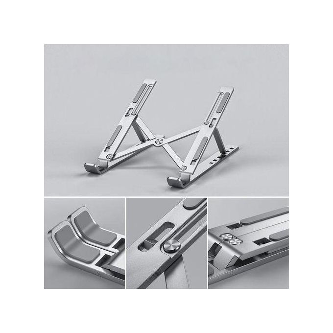 Metal Foldable Adjustable Height Laptop Stand - Silver