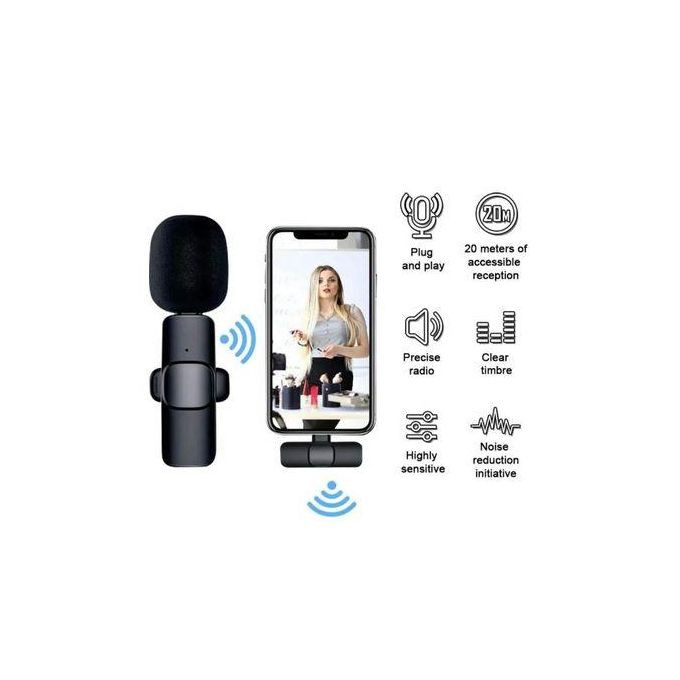 K8 Microphone Noise Canceling HD Radio Wireless Microphone for Android Type C Black