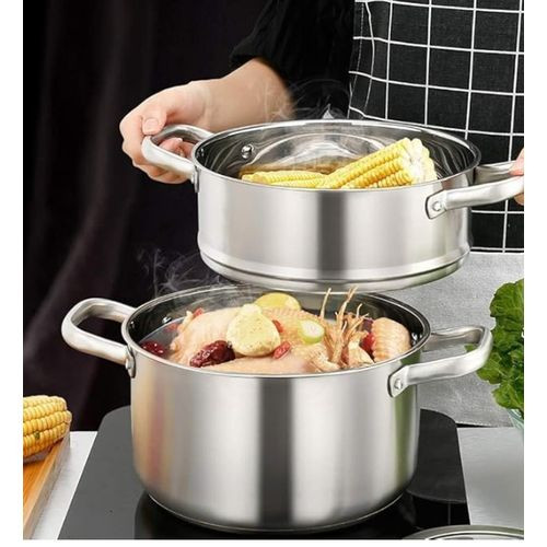 Stainless Steel Tier Steamer & Riveted Handles Multipurpose Steaming Pot Cooking Tool For Vegetable