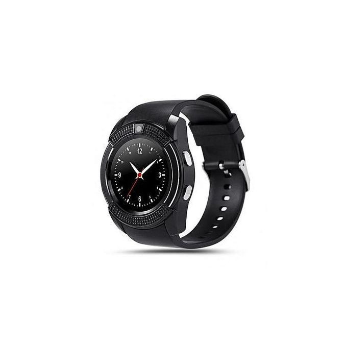 Round Screen Bluetooth Smart Watch with Sim Slot - Black, with Camera