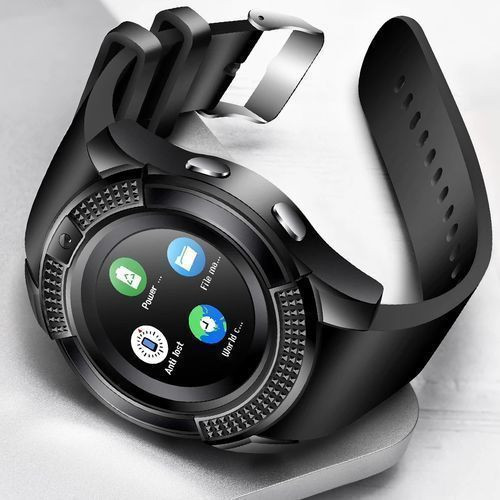 Round Screen Bluetooth Smart Watch with Sim Toolkit - Black, with Camera