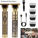 Professional Hair Clipper/Trimmer Grooming Rechargeable Cordless Cutting T-Blade - Gold ,Silve