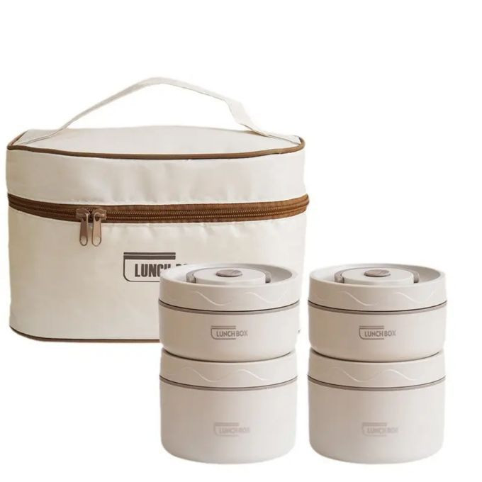 5 In 1 Food Flask With An Insulated Bag Carrier - White