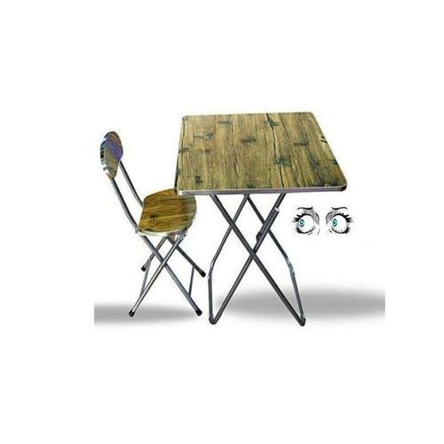 Portable Full Set Folding / Foldable Reading / Dining Table And Chair - Brown Cherry