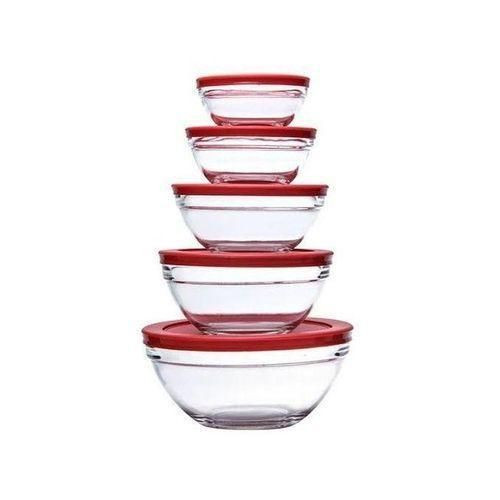 5 Pieces Glass Cooking / Storage Bowls Set - Multicolor