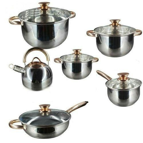 Heavy Stainless Steel Saucepans With A Non Electric Kettle-Silver