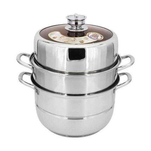 3-Tier Electric Food Steamer With Timer 32Cm – Fast & Healthy Cooking. Silver