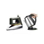 Flat Iron , Electric Kettle Percolator 2 Litres - Silver