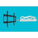 Power King 26"-63 TV Wall Mount & 6 Way Power Extension Cable - White,Black