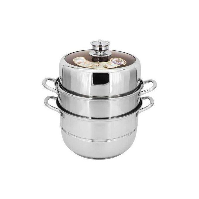28CM Stainless Steel Food Steamer With A Timer- Color-Silver
