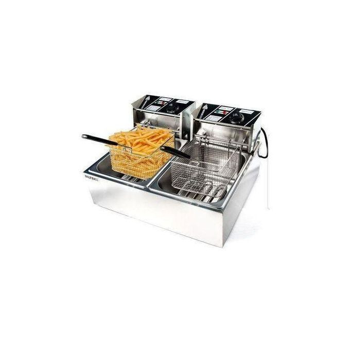 Double Deep Fryer Of 12 Liters-Silver