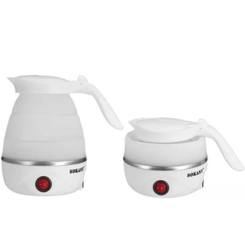 Sokany 0.7 Liter Portable Expandable And Collapsible Travel Silicone Portable Electric Kettle-White